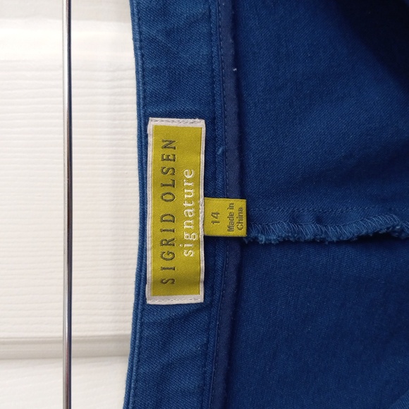 Sigrid Olsen Signature Capri Pants Women's 14 Blue Stretch Cotton Blend Twill - Picture 4 of 10